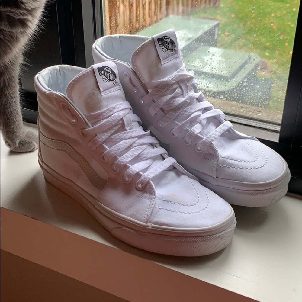 White Vans SK8-Hi High Tops - SZ 7 WOMENS